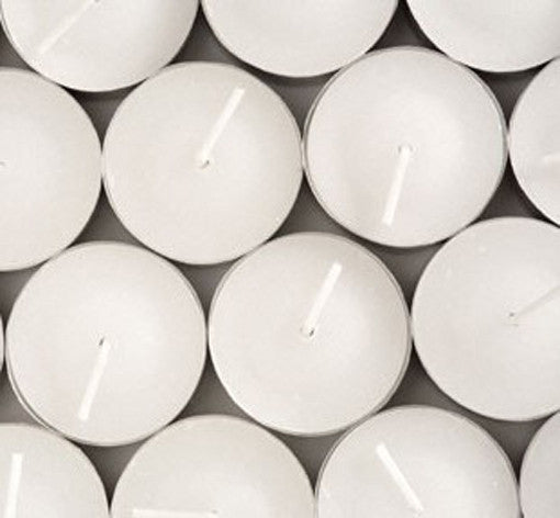 Bulk White Smokeless Tea Light Unscented 9 Hour Burn Time Candles