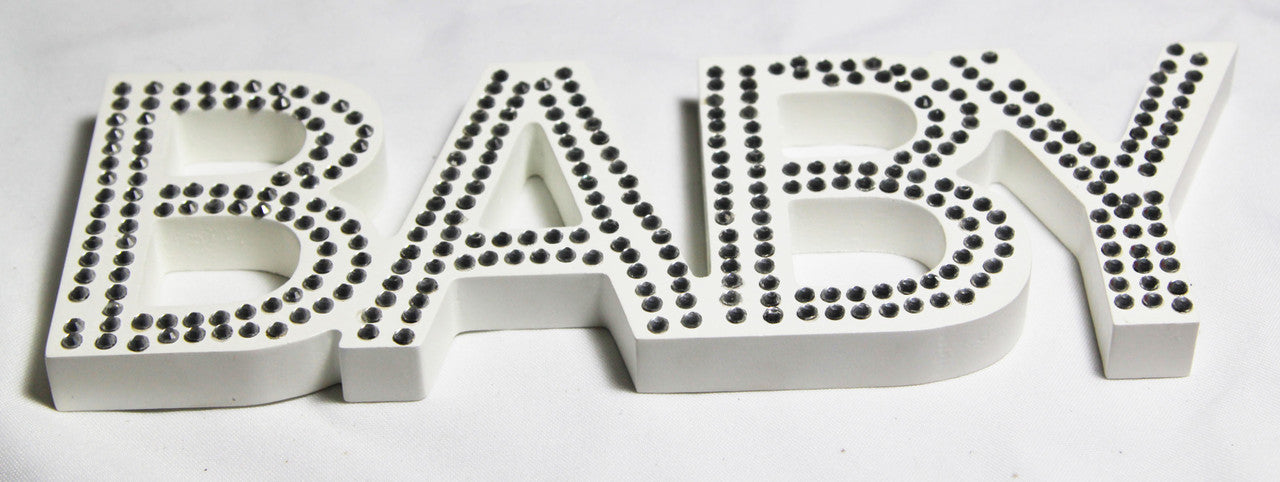 White Little One 30Cm Sign Plaque Plate With Diamantes Newborn Gift Homeware Bedroom Decoration Wall Art Kids Wall Stickers