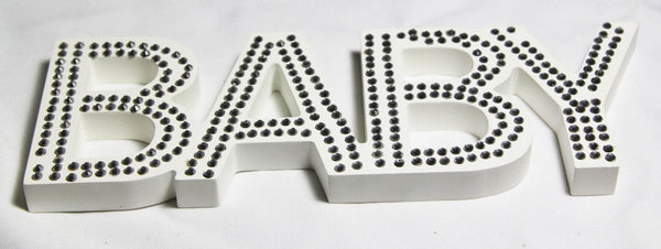 White Little One 30Cm Sign Plaque Plate With Diamantes Newborn Gift Homeware Bedroom Decoration Wall Art Kids Wall Stickers