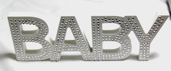 White Little One 30Cm Sign Plaque Plate With Diamantes Newborn Gift Homeware Bedroom Decoration Wall Art Kids Wall Stickers