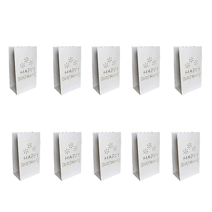 White Birthday Luminary Paper Candle Lantern Bags For Home Decor Candle Holders & Accessories