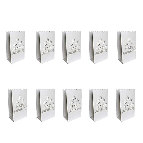 White Birthday Luminary Paper Candle Lantern Bags For Home Decor Candle Holders & Accessories