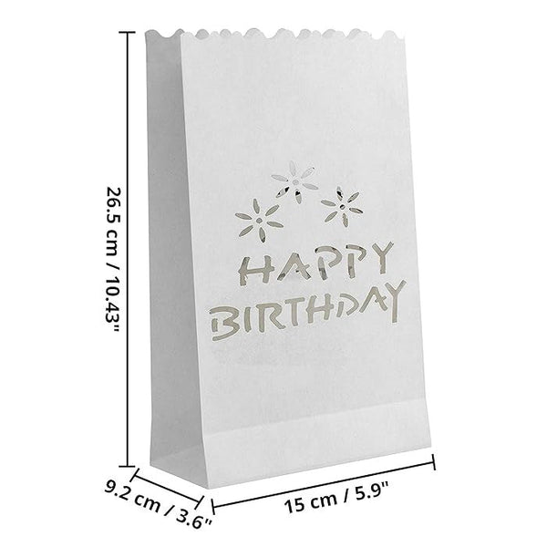 White Birthday Luminary Paper Candle Lantern Bags For Home Decor Candle Holders & Accessories