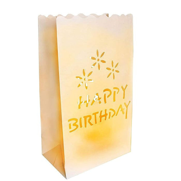 White Birthday Luminary Paper Candle Lantern Bags For Home Decor Candle Holders & Accessories