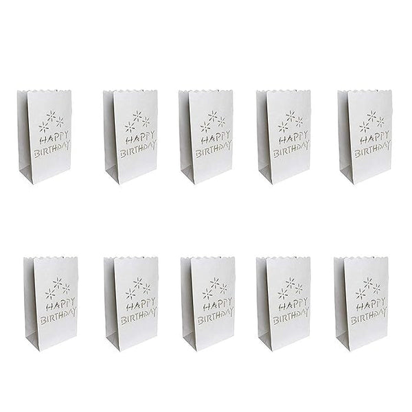 White Birthday Luminary Paper Candle Lantern Bags For Home Decor Candle Holders & Accessories