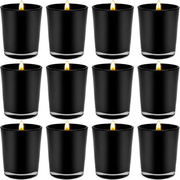 My Decorations 40 Pack Matt Black Glass Tea Light Candle Holders Wedding Event Candle Holders & Accessories