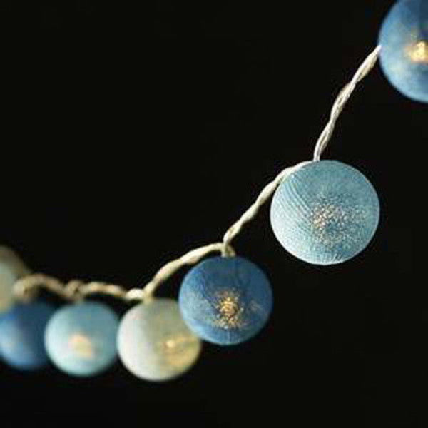 20 Led Blue Light White 5Cm Diameter Cotton Ball Battery Powered String Lights Christmas Gift Home Wedding Party Bedroom Decoration Indoor Outdoor Tab