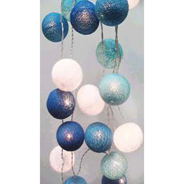 20 Led Blue Light White 5Cm Diameter Cotton Ball Battery Powered String Lights Christmas Gift Home Wedding Party Bedroom Decoration Indoor Outdoor Tab
