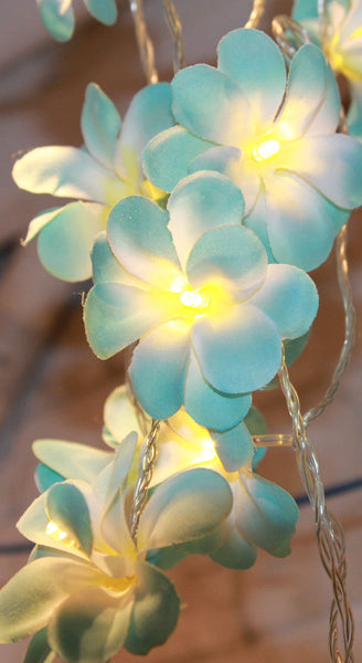 20 Led Blue Frangipani Flower String Lights 3M Battery Powered For Home Wedding Beach Party & Table Decoration Seasonal Decorations