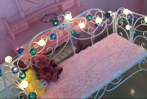 5M Of Blue N White 5Cm Rattan Cane 50 Ball Battery Powered Longstring Lights Christmas Gift Home Wedding Party Bedroom Decoration Table Centrepiece Se