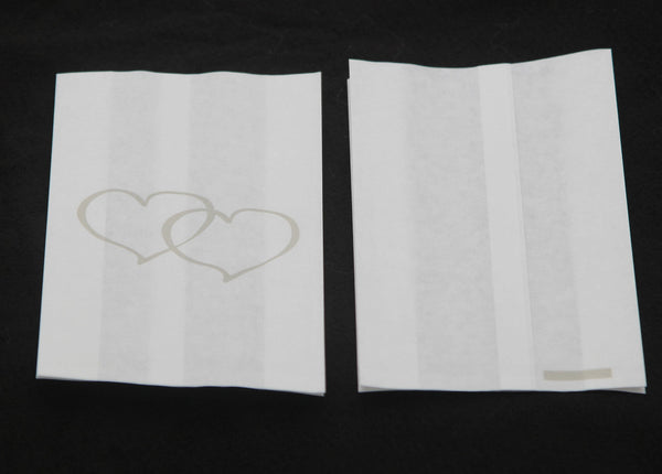 100 Wedding Cake Bags Greaseproof Wax Paper Silver Heart Take Home Favour Food Storage Containers