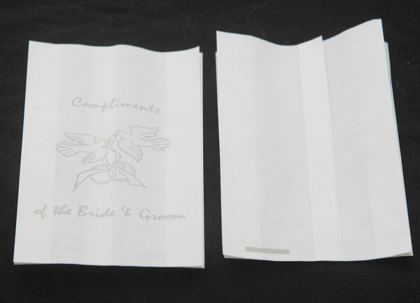 50 Pack Greaseproof Wedding Cake Bags With Silver Doves Design Food Storage Containers