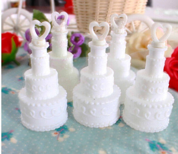 100 Pack Wedding Cake Blow Bubble Bottles White Plastic 6Cm High Bomboniere Favour Guest Gift Favours & Party Bag Fillers
