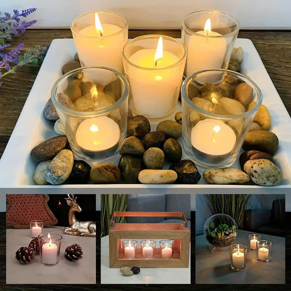My Decorations 10 Pack Glass Tealight Holders For Home And Garden Seasonal Decorations