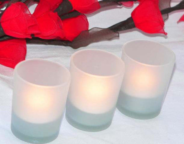 My Decorations 20 Pack Frosted White Glass Votive Candle Holders For Making Kit Tealight Candles Cup Home Candle Holders & Accessories