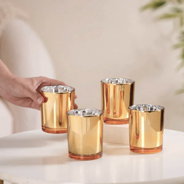 My Decorations 20 Pack Gold Votive Tealight Candle Holders Valentines Day Mercury Wedding Glass Candlestick Party Bridal Little One Shower Event Candl