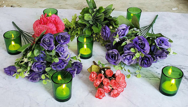 My Decorations Green Glass Votive Candle Holders 10 Pack For Home And Event Seasonal Decorations