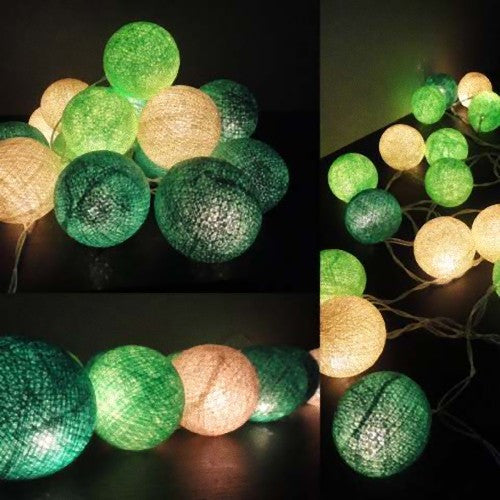 20 Ball Green 3M String Light Battery Box 5Cm Cotton Christmas Birthday Garden Special Occasion Decoration Seasonal Decorations