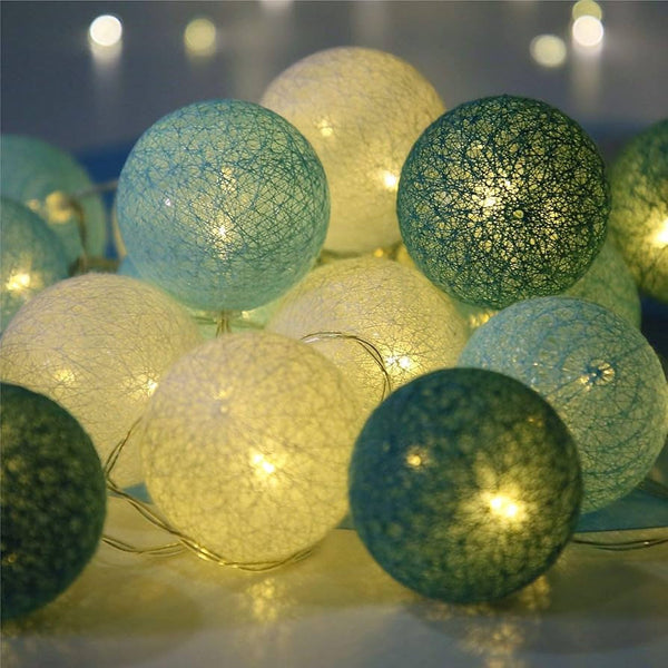 20 Ball Green 3M String Light Battery Box 5Cm Cotton Christmas Birthday Garden Special Occasion Decoration Seasonal Decorations
