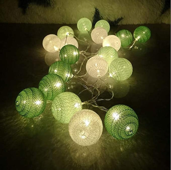20 Ball Green 3M String Light Battery Box 5Cm Cotton Christmas Birthday Garden Special Occasion Decoration Seasonal Decorations
