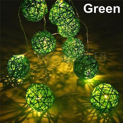 Green 50 Ball 5M Rattan Cane String Lights For Home Wedding & Party Decor Seasonal Decorations