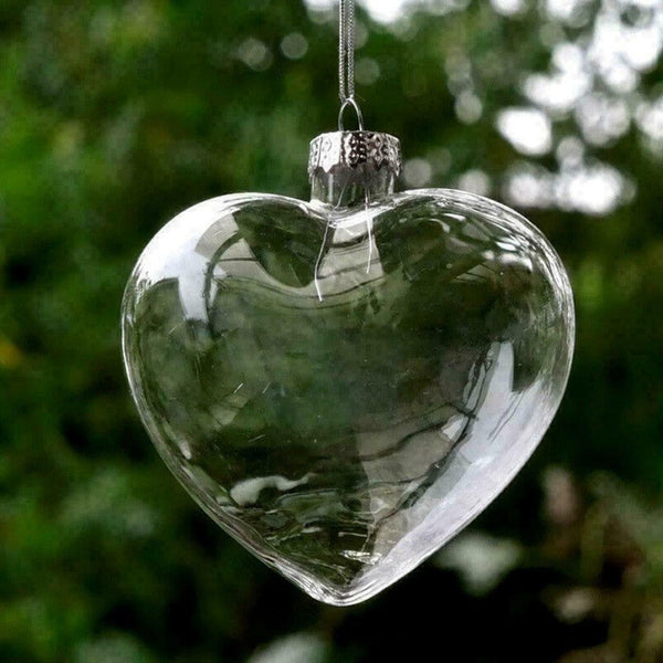 Iridescent Glass Heart Ornaments Fillable Baubles For Christmas Decorations Seasonal Decorations
