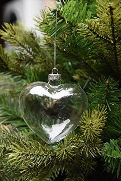 Iridescent Glass Heart Ornaments Fillable Baubles For Christmas Decorations Seasonal Decorations