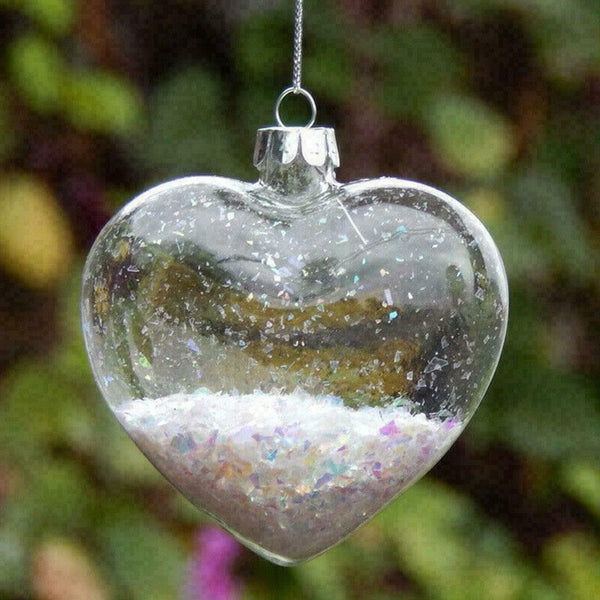 Iridescent Glass Heart Ornaments Fillable Baubles For Christmas Decorations Seasonal Decorations
