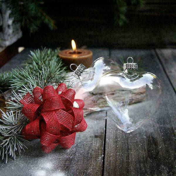 Iridescent Glass Heart Ornaments Fillable Baubles For Christmas Decorations Seasonal Decorations