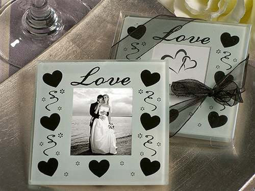 10 Pack Wedding Coasters Glass Square Photo Frame Bomboniere Favour 9X9cm 2 Frames Per Favours & Party Bag Fillers