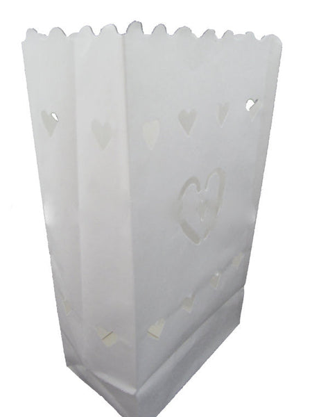 White Heart Luminary Paper Candle Lantern Bags For Home Decor Candle Holders & Accessories