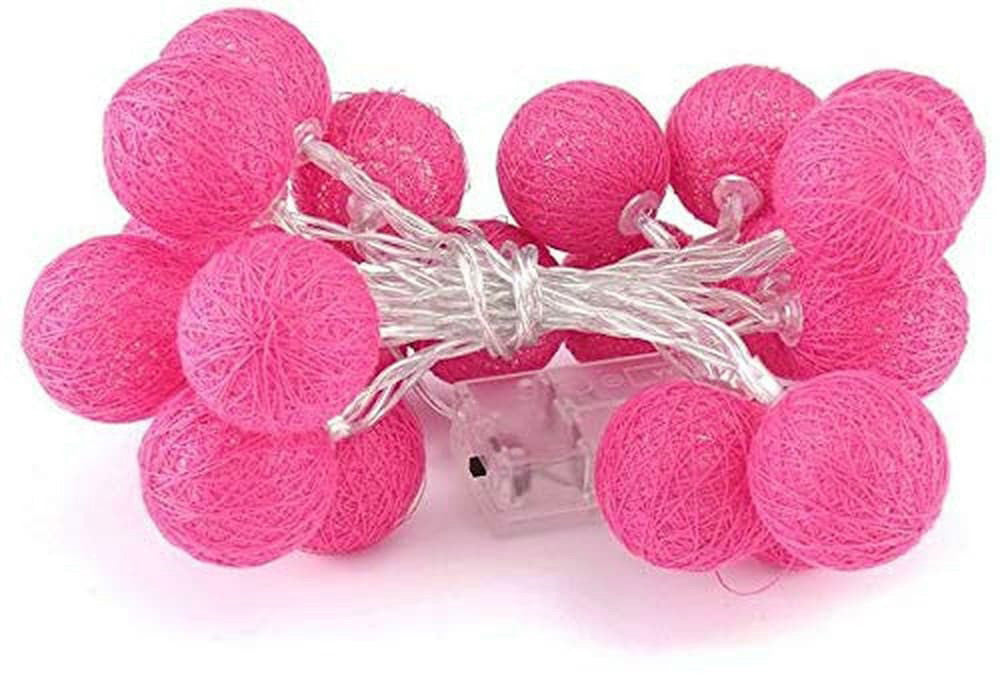20 Ball Hot Pink 3M String Light Battery Box 5Cm Cotton Christmas Birthday Bbay Girl Special Occasion Decoration Seasonal Decorations