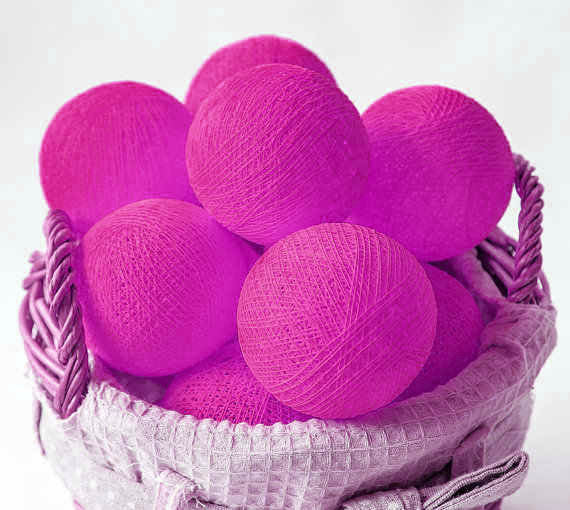 20 Ball Hot Pink 3M String Light Battery Box 5Cm Cotton Christmas Birthday Bbay Girl Special Occasion Decoration Seasonal Decorations