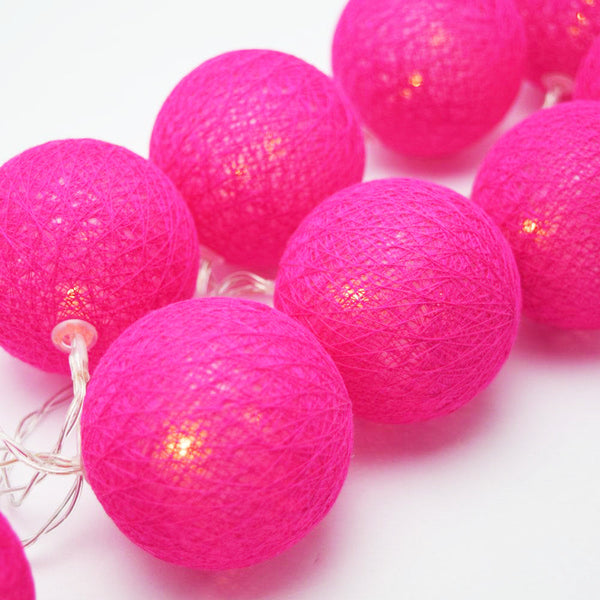 50 Ball Hot Pink Long 5M String Light Battery Box 5Cm Cotton Christmas Birthday Bbay Girl Special Occasion Decoration Seasonal Decorations
