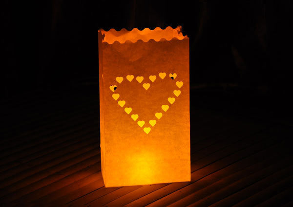 20 Pack White Heart Lantern Bags For Candle Holders And Accessories Candle Holders & Accessories