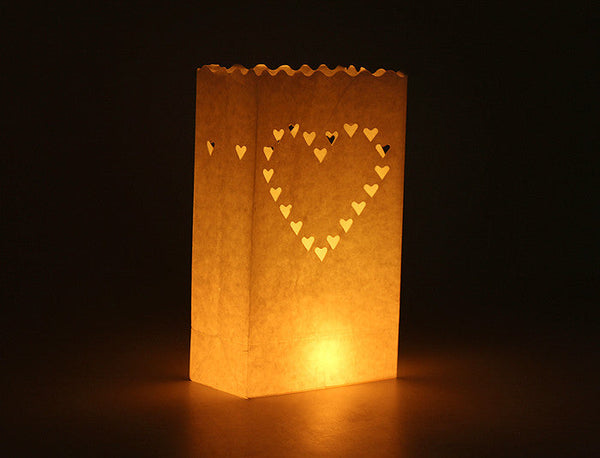 20 Pack White Heart Lantern Bags For Candle Holders And Accessories Candle Holders & Accessories