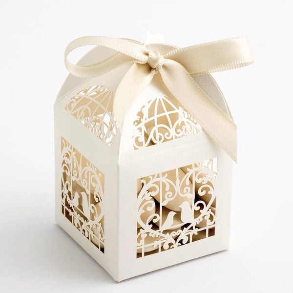 Ivory Dove Bird Heart Wedding Engagement Bomboniere Favor Lolly Gift Card Box 10 Pack Favours & Party Bag Fillers