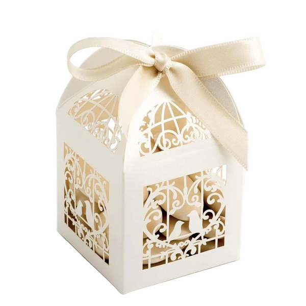 Ivory Dove Bird Heart Wedding Engagement Bomboniere Favor Lolly Gift Card Box 10 Pack Favours & Party Bag Fillers