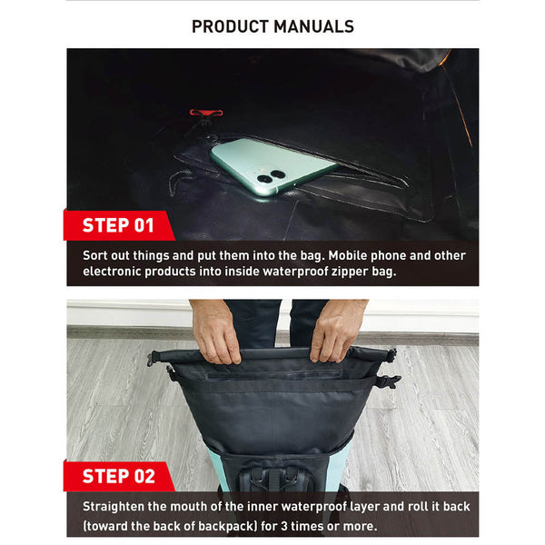 Nooyah Ipx8 Waterproof Bike Cycle Outdoor Sports Backpack Double Layer Bag Mint Green Bags & Panniers