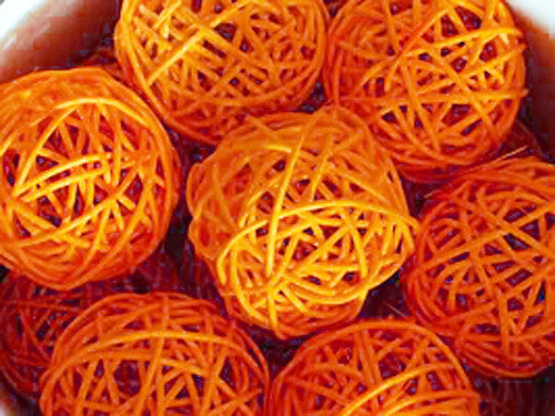 Orange Rattan Cane 20 Ball Battery Powered 3M String Lights Christmas Wedding Bedroom Party Table Centrepiece Decoration Seasonal Decorations