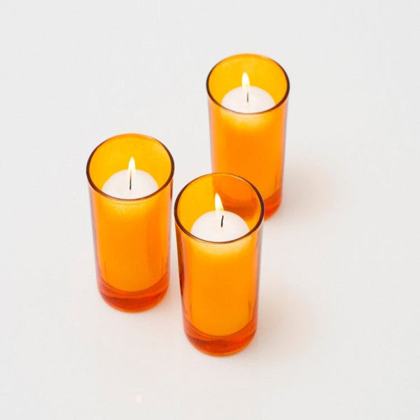 My Decorations Orange Glass Votive Tealight Candle Holders For Home And Events Seasonal Decorations