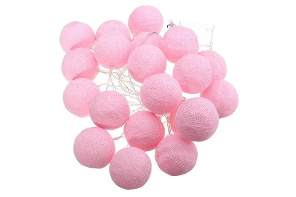 20 Ball Pastel Pink 3M String Light Battery Box 5Cm Cotton Christmas Birthday Bbay Girl Special Occasion Decoration Seasonal Decorations