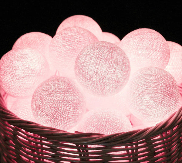 20 Ball Pastel Pink 3M String Light Battery Box 5Cm Cotton Christmas Birthday Bbay Girl Special Occasion Decoration Seasonal Decorations