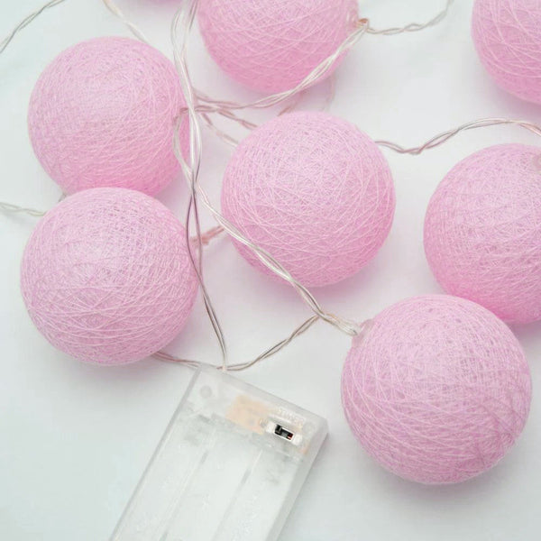 50 Ball Pastel Pink Long 5M String Light Battery Box 5Cm Cotton Christmas Birthday Girl Special Occasion Decoration Seasonal Decorations