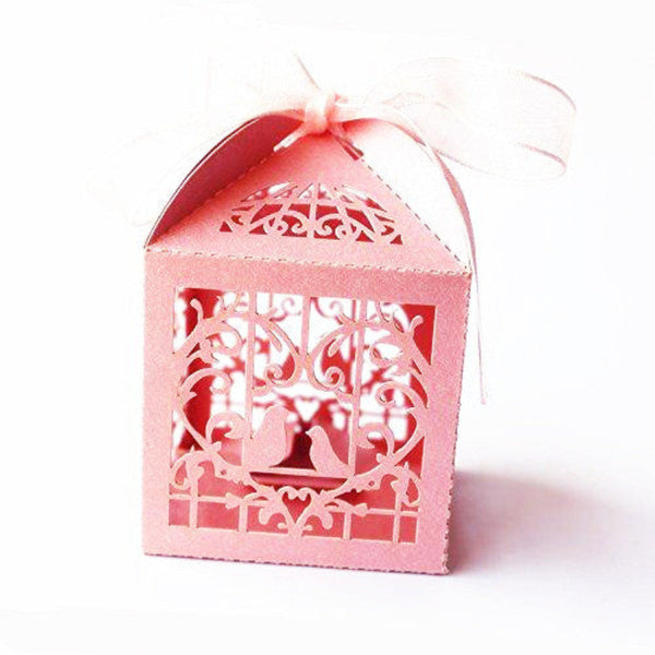 Pink Dove Bird Heart Baby Birth Naming Ceremony Bomboniere Favor Lolly Gift Card Box 10 Pack Favours & Party Bag Fillers