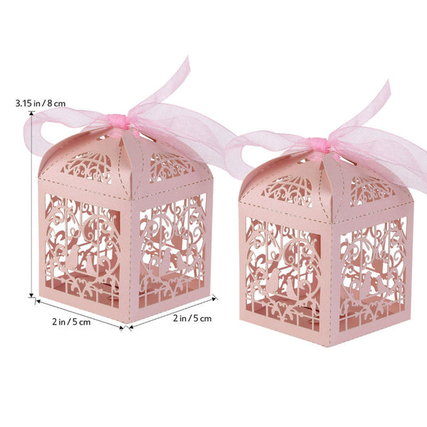 Pink Dove Bird Heart Baby Birth Naming Ceremony Bomboniere Favor Lolly Gift Card Box 10 Pack Favours & Party Bag Fillers