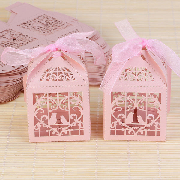 Pink Dove Bird Heart Baby Birth Naming Ceremony Bomboniere Favor Lolly Gift Card Box 10 Pack Favours & Party Bag Fillers