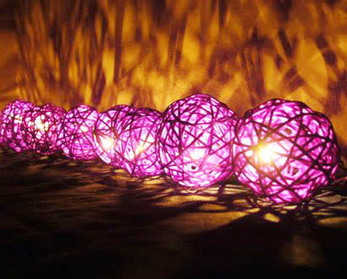 Pink Rattan Ball 50 Balls Battery Powered 5M String Lights For Home Wedding Party Decoration Seasonal Decorations