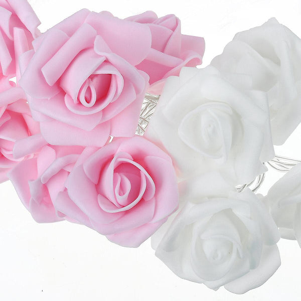 My Decorations Pink And White Rose Battery Operated Indoor Outdoor Home Lighting_50Leds String Lights