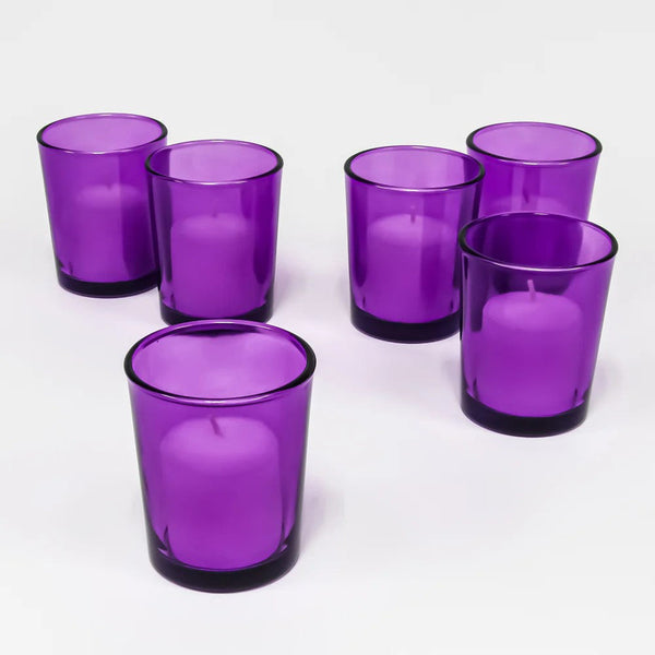 My Decorations Purple Glass Votive Tealight Candle Holders For Home And Events Seasonal Decorations